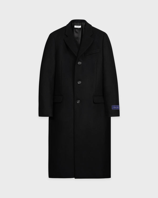 sporty & rich Signature Logo Structured Wool Coat - Black