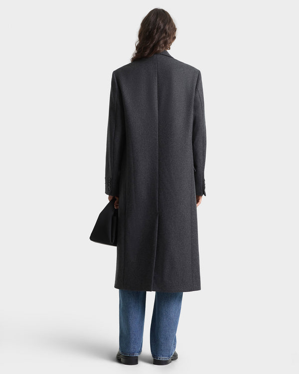 Sporty & Rich Signature Logo Structured Wool Coat - Dark Grey