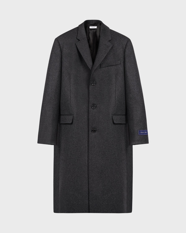 Sporty & Rich Signature Logo Wool Overcoat Men - Dark Gray