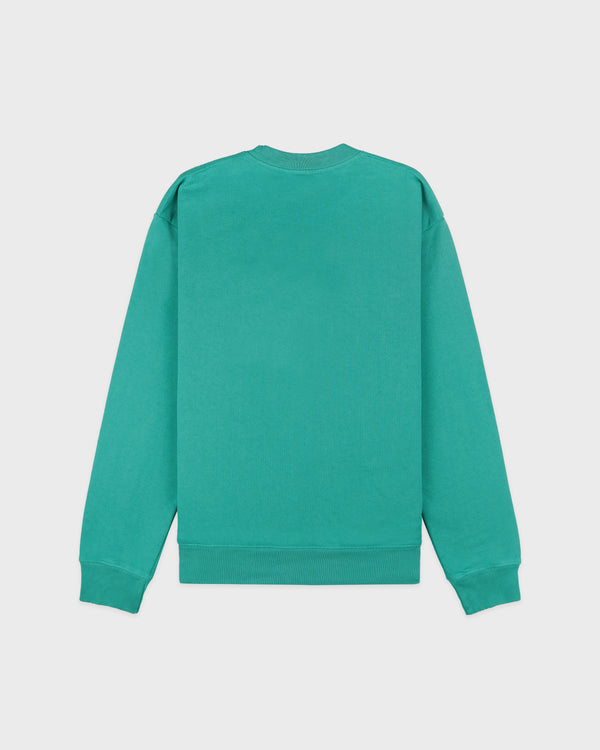 Sporty & Rich Spellout Embroidered Crewneck - Spring Green/Faded Black