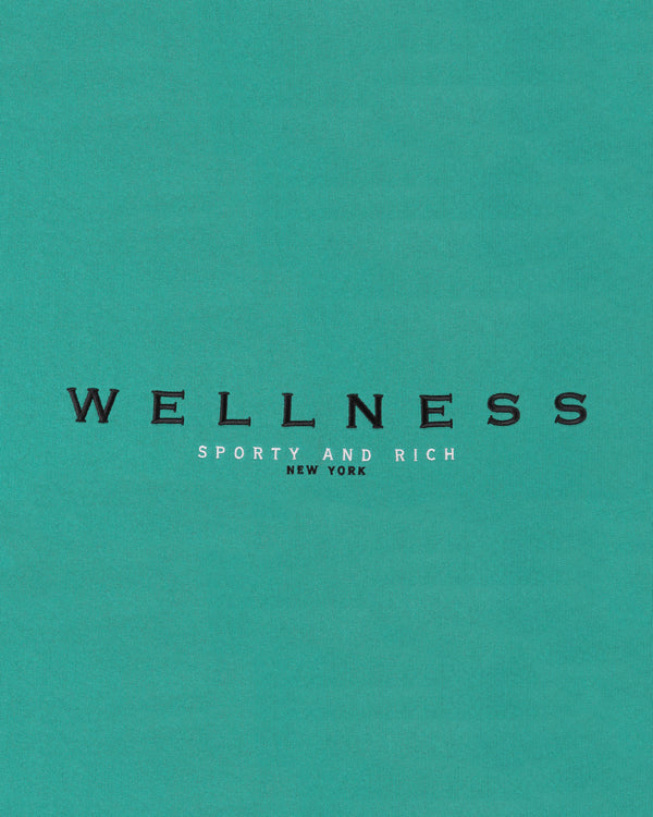 Sporty & Rich Spellout Embroidered Crewneck - Spring Green/Faded Black