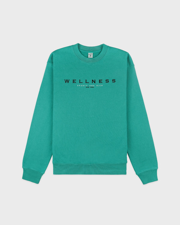 sporty & rich Spellout Embroidered Crewneck - Spring Green/Faded Black