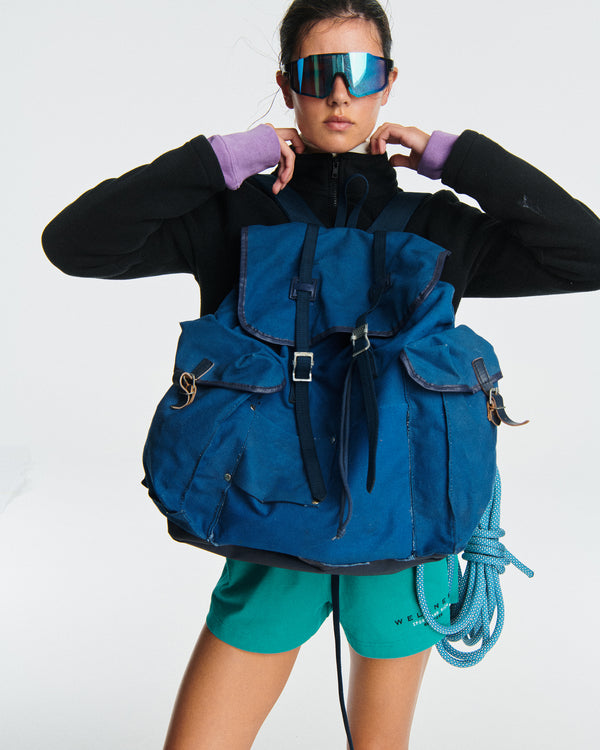 Sporty & Rich Spellout Embroidered Disco Short - Spring Green/Faded Black