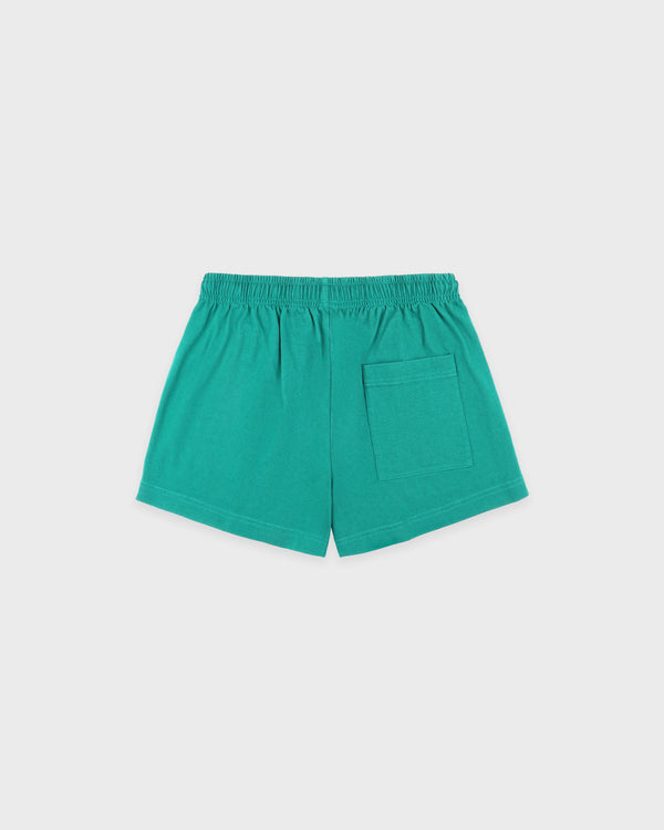 Sporty & Rich Spellout Embroidered Disco Short - Spring Green/Faded Black