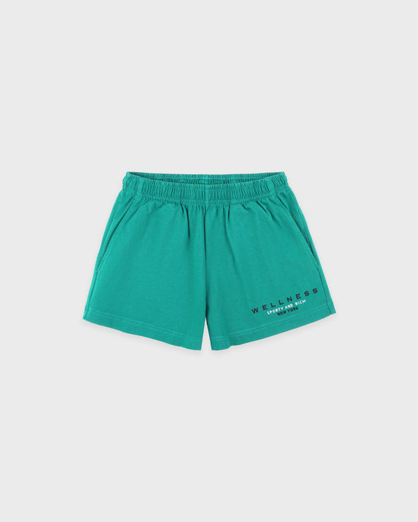sporty & rich Spellout Embroidered Disco Short - Spring Green/Faded Black