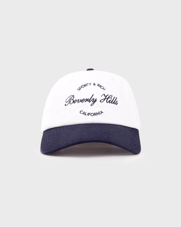 sporty & rich Beverly Script Hat - White/Navy