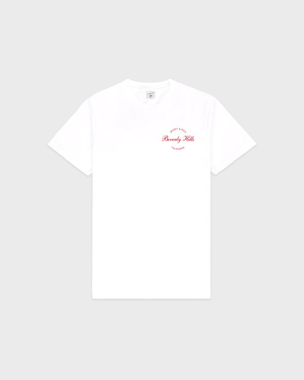 sporty & rich Beverly Script T-Shirt - White/Ruby