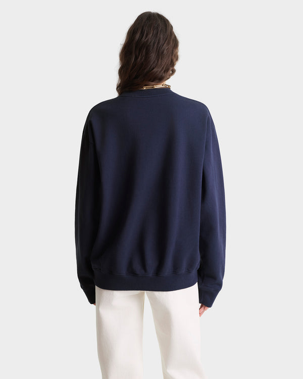 Sporty & Rich BH Crest Crewneck - Navy/White