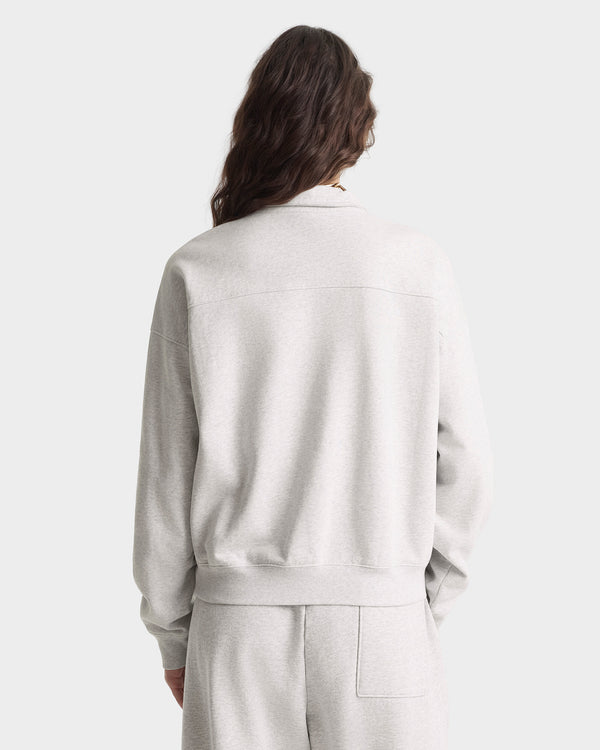 Sporty & Rich BH Crest Quarter Zip - Heather Gray/Navy