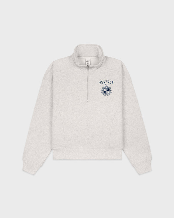 sporty & rich BH Crest Quarter Zip - Heather Gray/Navy