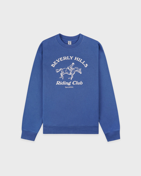 sporty & rich BH Riding Club Crewneck - Pier Blue/Ecru
