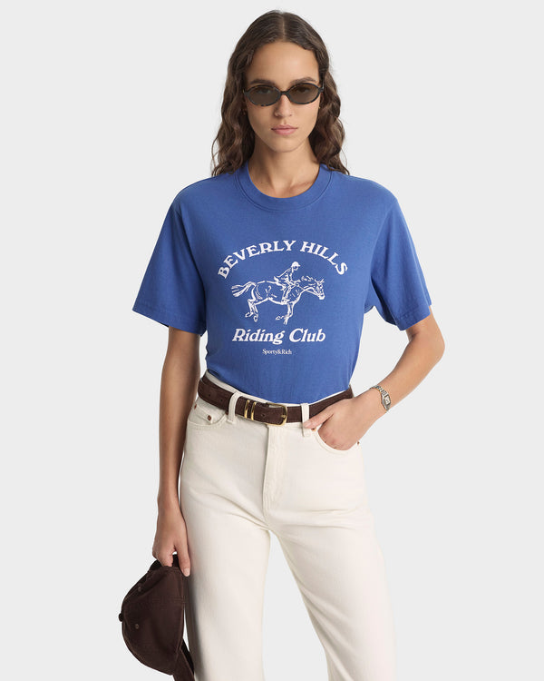 Sporty & Rich BH Riding Club T-Shirt - Pier Blue/Ecru