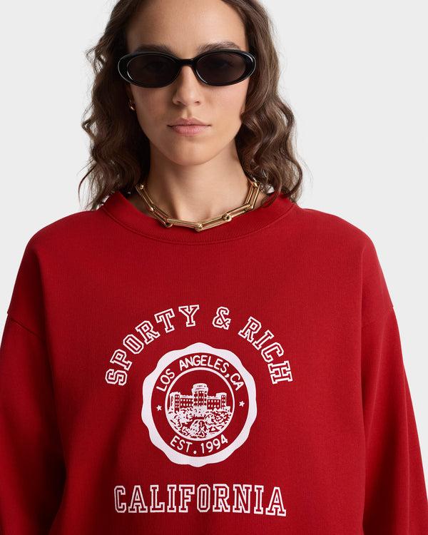 Sporty & Rich California Emblem Crewneck - Ruby/White