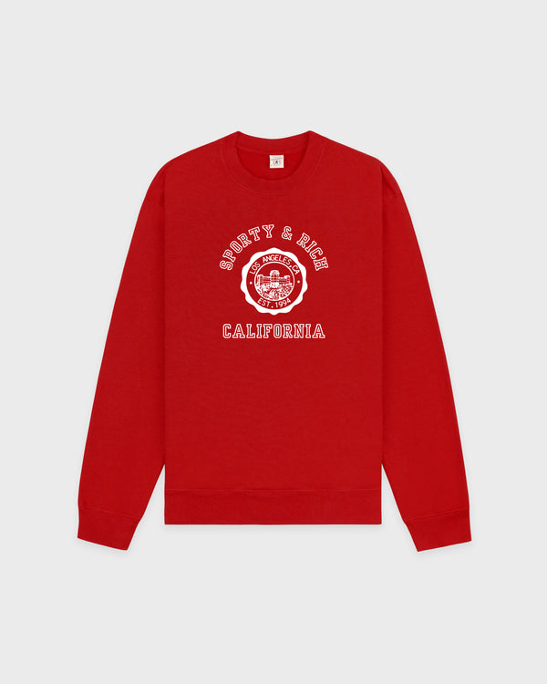 sporty & rich California Emblem Crewneck - Ruby/White