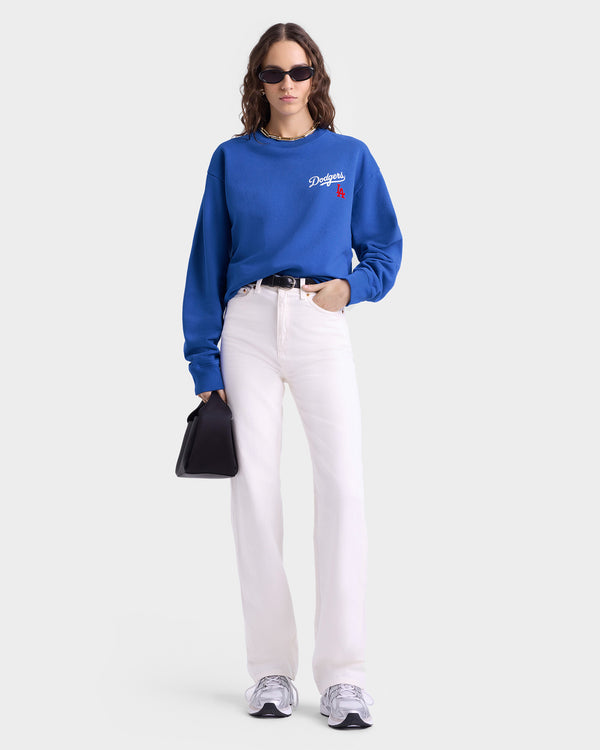Sporty & Rich Dodgers Serif Crewneck - Team Blue/White