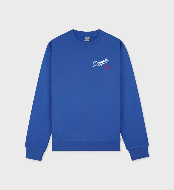 sporty & rich Dodgers Serif Crewneck - Team Blue/White