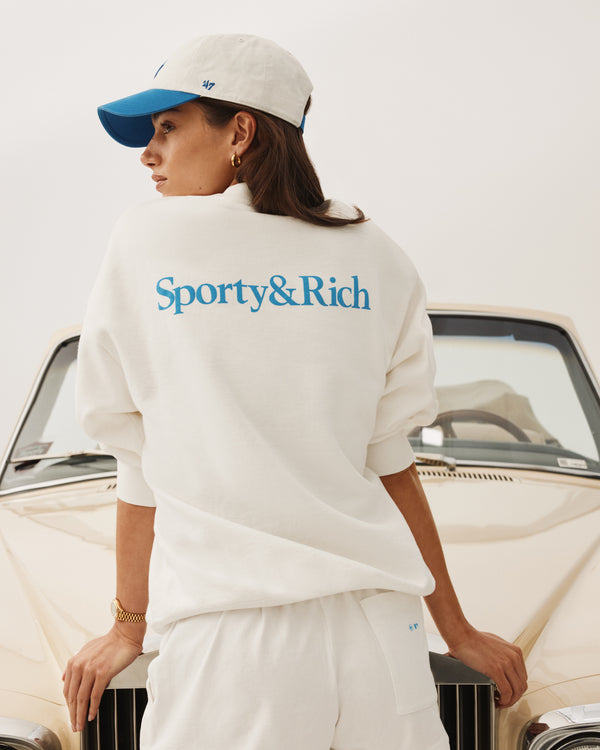 Sporty & Rich Dodgers Serif Crewneck - White/Team Blue