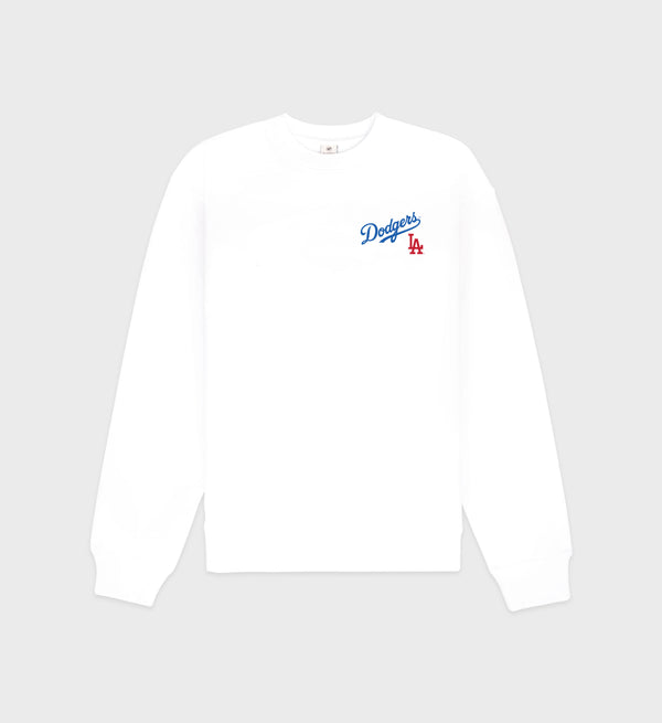 sporty & rich Dodgers Serif Crewneck - White/Team Blue