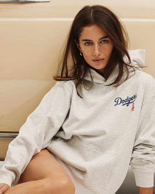 Sporty & Rich Dodgers Serif Hoodie - Heather Gray/Navy