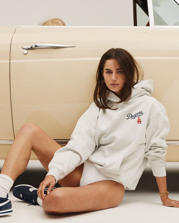 Sporty & Rich Dodgers Serif Hoodie - Heather Gray/Navy