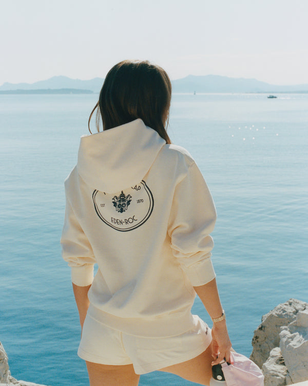 Sporty & Rich Eden Crest Hoodie - Cream/Navy