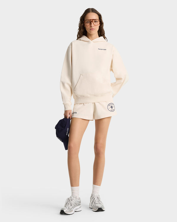 Sporty & Rich Eden Crest Hoodie - Cream/Navy