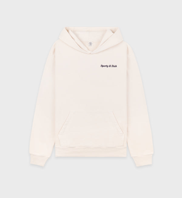 sporty & rich Eden Crest Hoodie - Cream/Navy