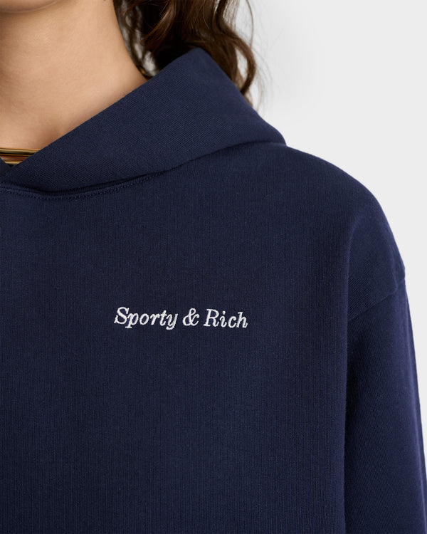 Sporty & Rich Eden Crest Hoodie - Navy/White
