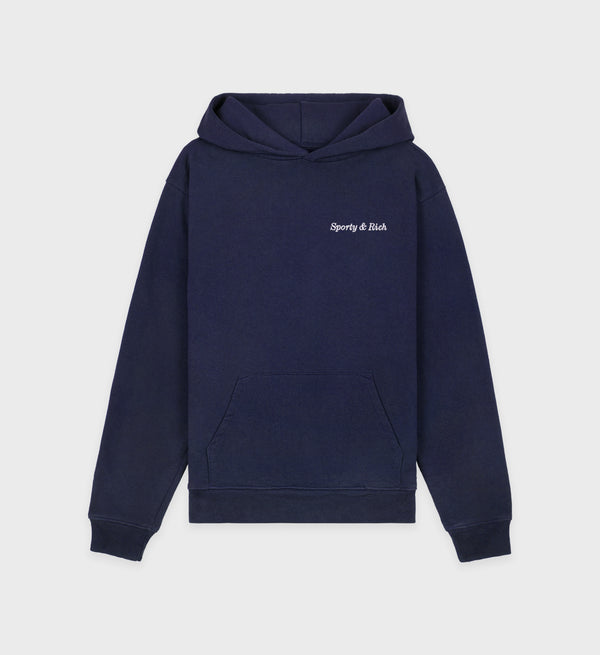 sporty & rich Eden Crest Hoodie - Navy/White