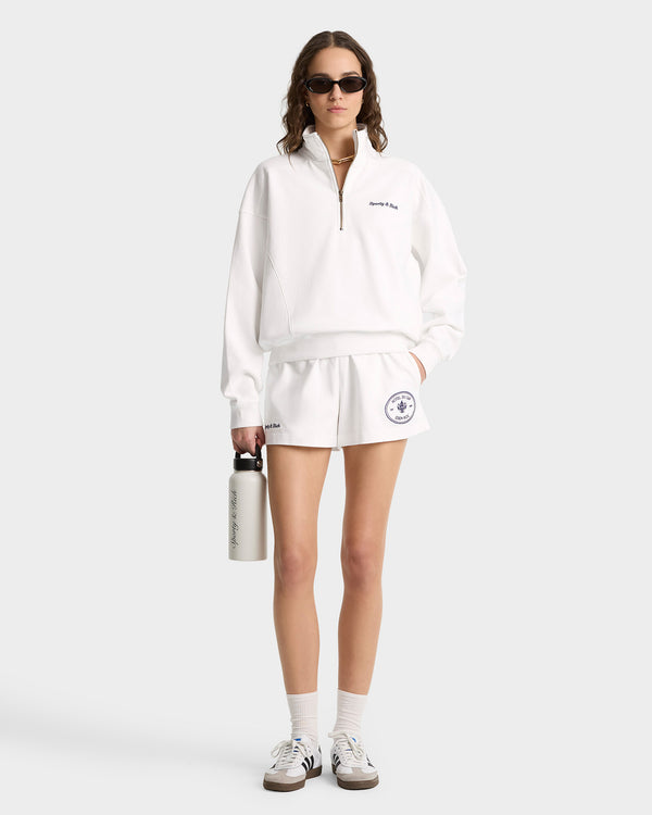 Sporty & Rich Eden Crest Quarter Zip - White/Navy