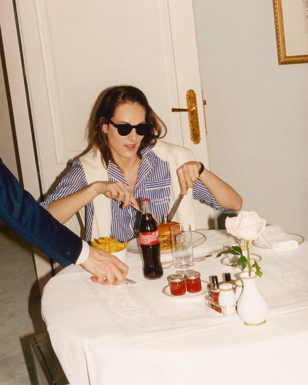 Sporty & Rich Faubourg Pyjama Top - Navy/White