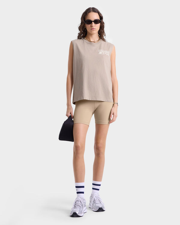 Sporty & Rich Finish Line Muscle Tee - Elephant/White