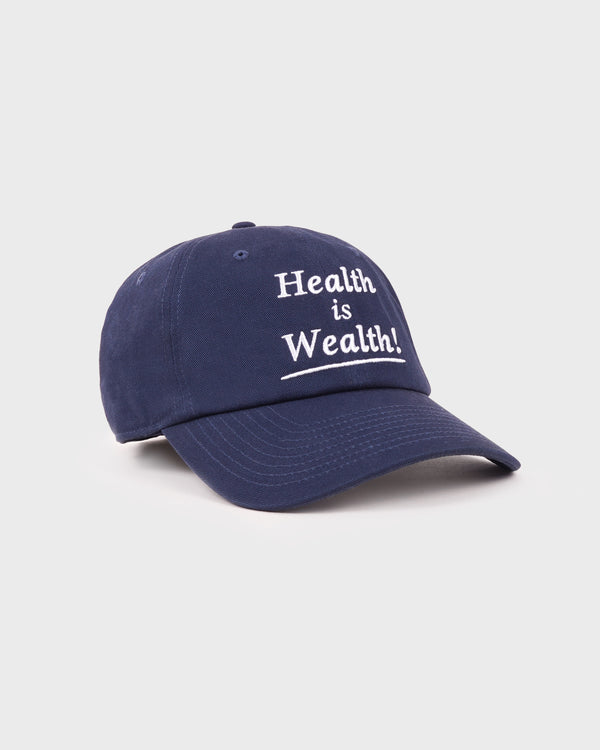 Sporty & Rich Health Is Wealth Hat - Light Navy/White