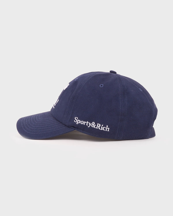 Sporty & Rich Health Is Wealth Hat - Light Navy/White