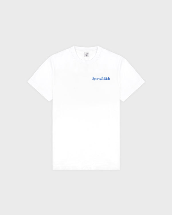 sporty & rich Health is Wealth T-Shirt - White/Azure