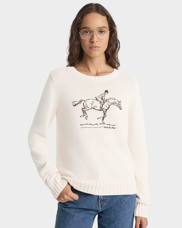 Sporty & Rich Horse Knitted Sweater - Ecru/Chocolate