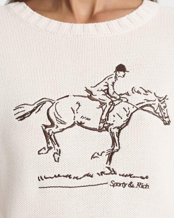 Sporty & Rich Horse Knitted Sweater - Ecru/Chocolate
