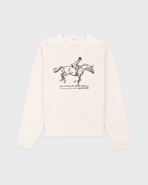 sporty & rich Horse Knitted Sweater - Ecru/Chocolate