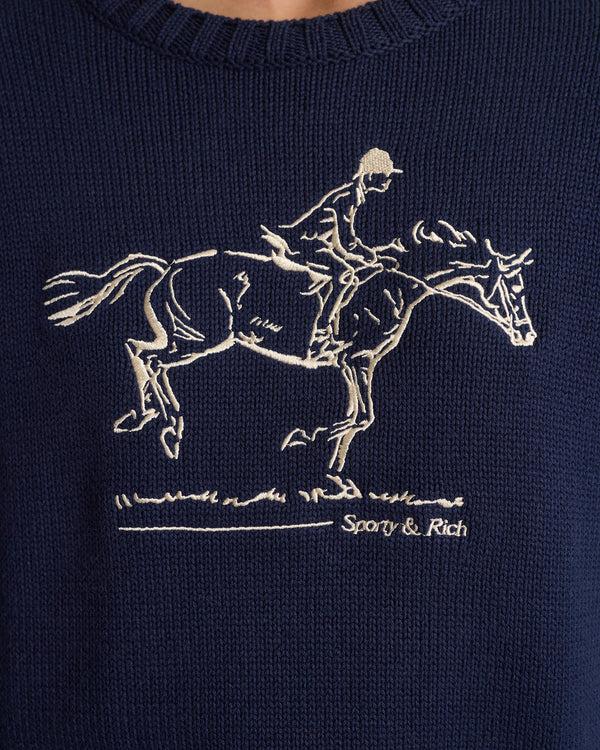 Sporty & Rich Horse Knitted Sweater - Navy