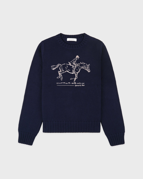 sporty & rich Horse Knitted Sweater - Navy