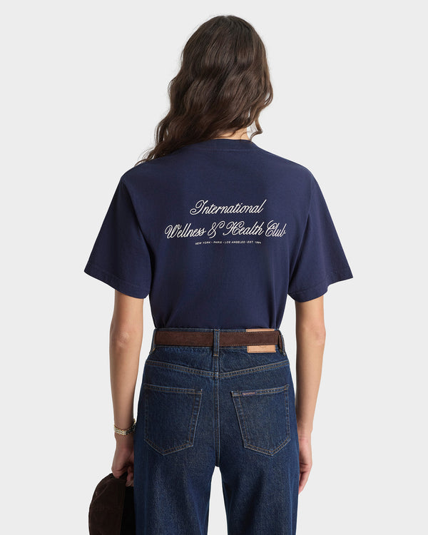 Sporty & Rich International T-Shirt - Navy/Ecru
