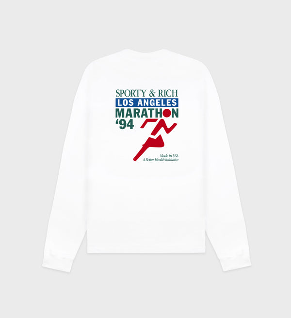 Sporty & Rich LA Marathon Longsleeve Tee - White/Multi