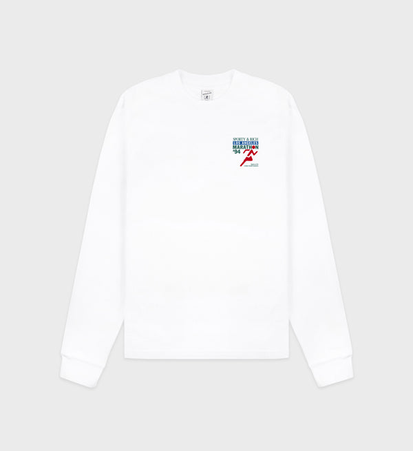 Sporty & Rich LA Marathon Longsleeve Tee - White/Multi