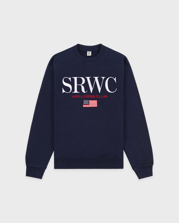 sporty & rich Nautical Embroidered Crewneck - Navy
