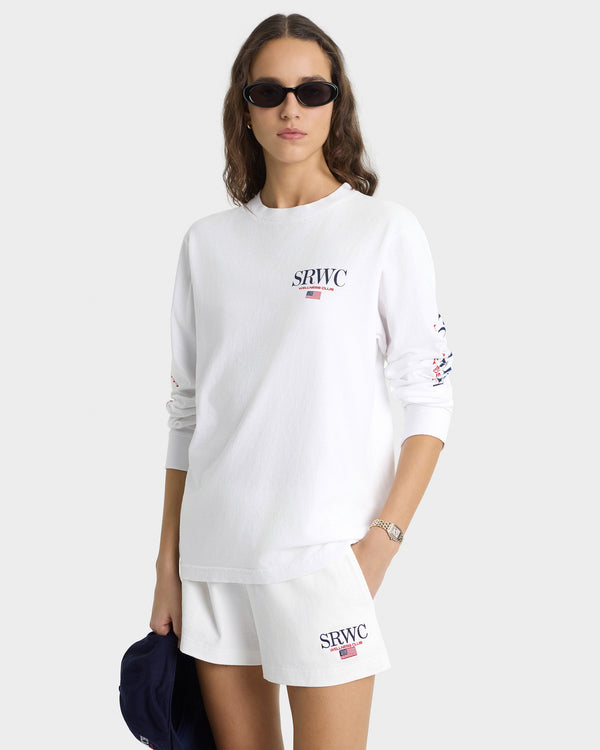 Sporty & Rich Nautical Embroidered Disco Short - White