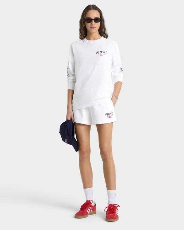 Sporty & Rich Nautical Embroidered Disco Short - White