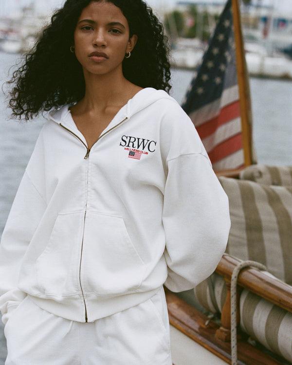 Sporty & Rich Nautical Embroidered Zip Hoodie - White