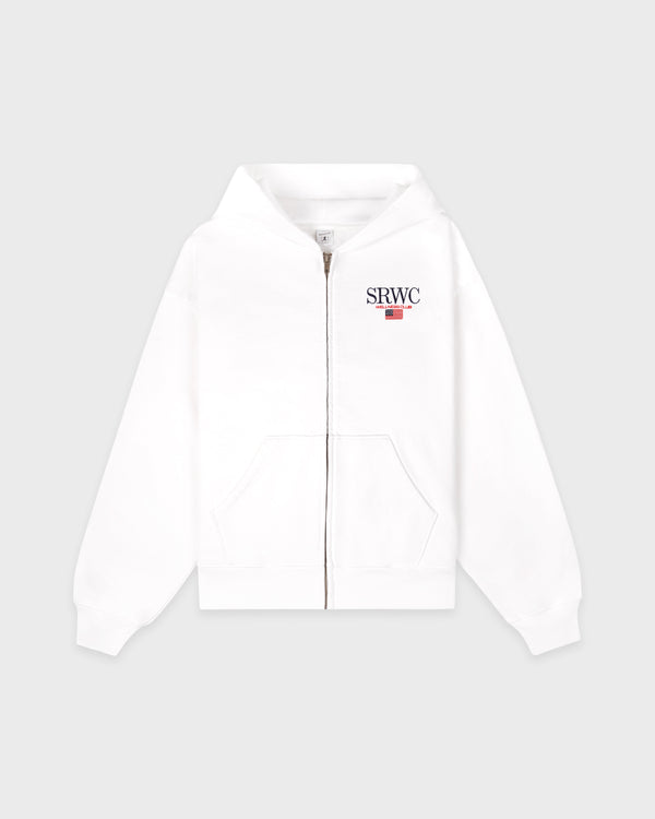 sporty & rich Nautical Embroidered Zip Hoodie - White
