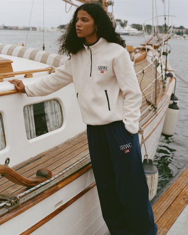 Sporty & Rich Nautical Polar Quarter Zip - Ecru