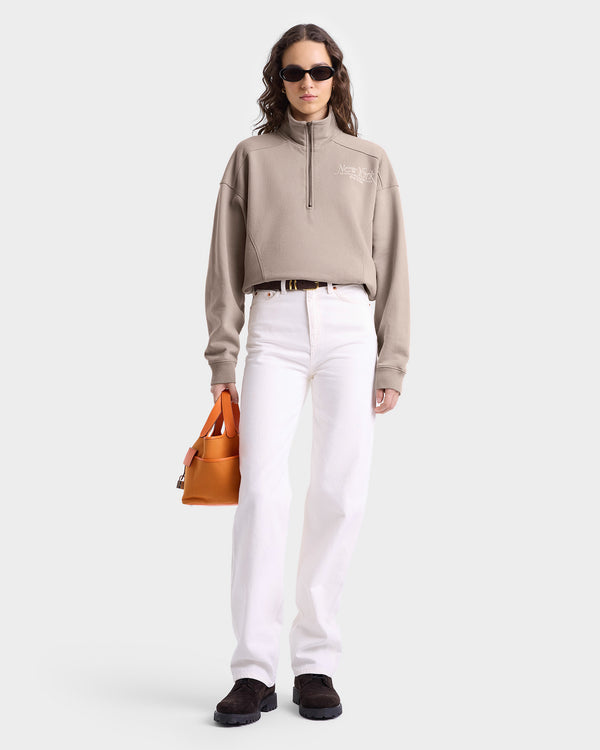 Sporty & Rich NY 94 Quarter Zip - Elephant/White